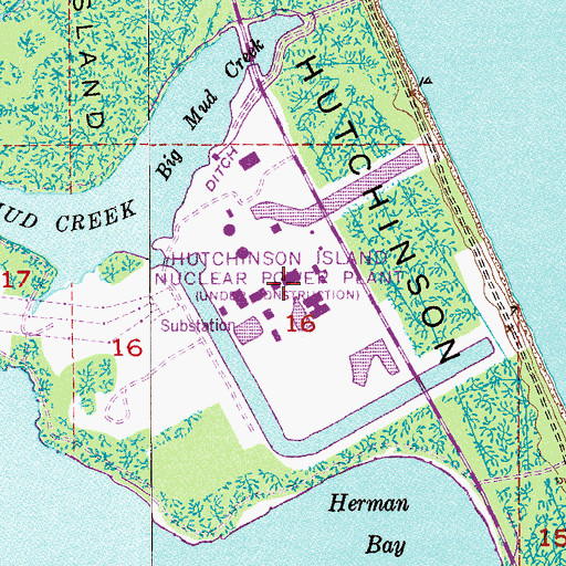 Topographic Map of Saint Lucie Power Plant, FL