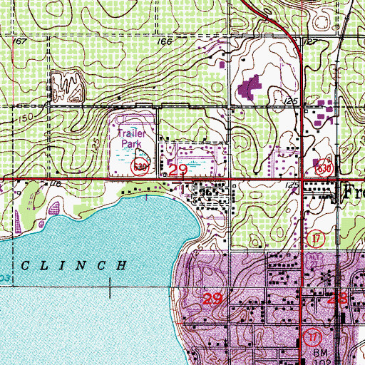 Topographic Map of Lake Clinch Manor Mobile Home Park, FL