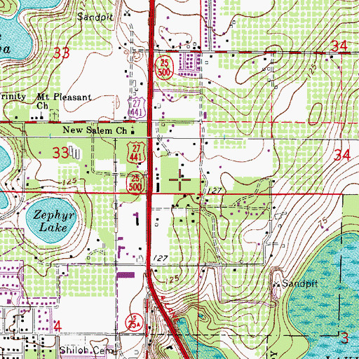 Topographic Map of Countryside Baptist Church, FL