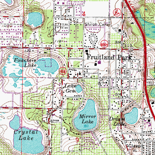 Topographic Map of First Baptist Church of Eustis, FL