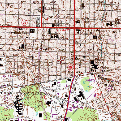 Topographic Map of Porters Community Center, FL