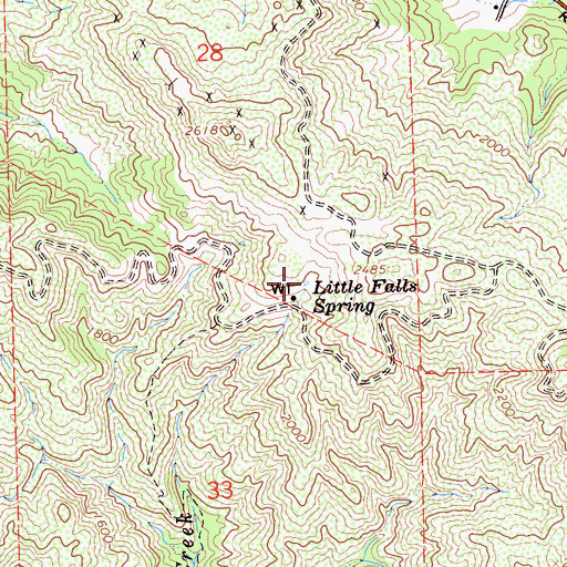 Topographic Map of Little Falls Spring, CA
