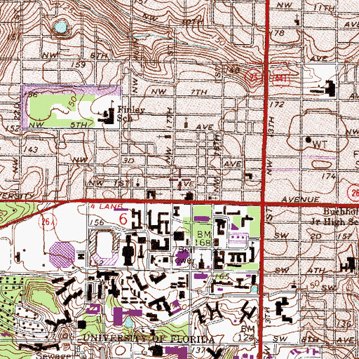 Topographic Map of University Post Office, FL