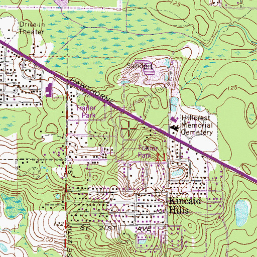 Topographic Map of Hillcrest Mobile Home Park, FL