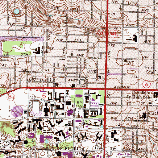 Topographic Map of Christian Study Center of Gainesville, FL