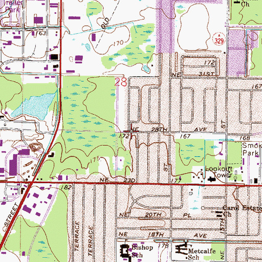 Topographic Map of Church of Christ Gainesville, FL