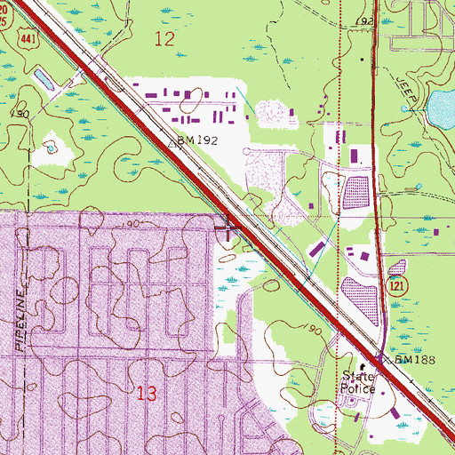 Topographic Map of Northwood Baptist Church, FL