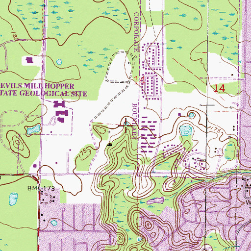 Topographic Map of Trinity United Methodist Church, FL