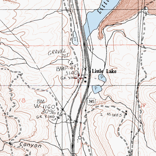 Topographic Map of Little Lake, CA