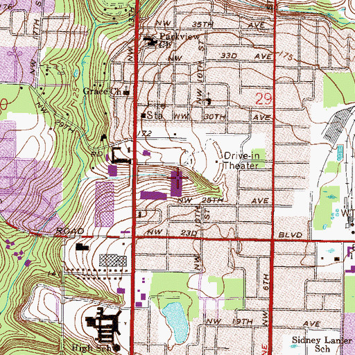 Topographic Map of Gainesville Mall, FL