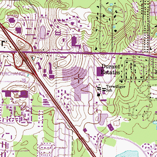Topographic Map of Oaks Mall, FL