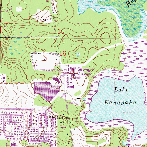 Topographic Map of Kanapaha Wastewater Treatment Facility, FL