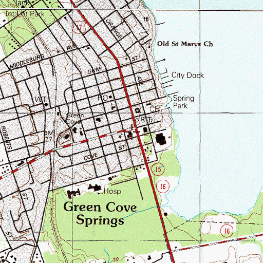 Topographic Map of Clay County Public Library System Green Cove Springs Branch Library, FL