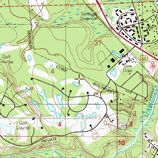 Topographic Map of Foxfire Country Club, FL