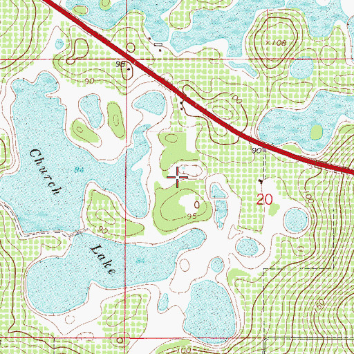 Topographic Map of Woodlands at Church Lake Mobile Home Park, FL