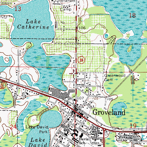 Topographic Map of Church of Christ of Groveland, FL