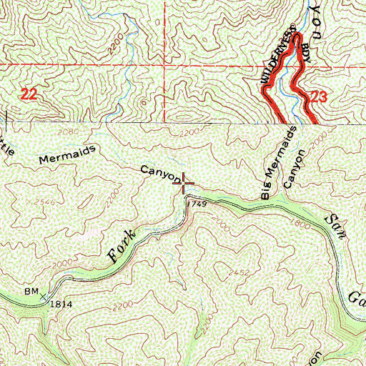 Topographic Map of Little Mermaids Canyon, CA