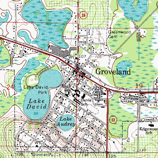 Topographic Map of First Baptist Church of Groveland, FL