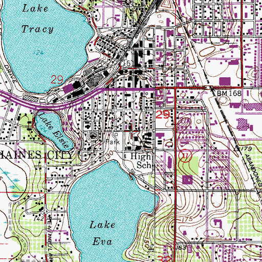 Topographic Map of Haines City Parks and Recreation Department Community Center, FL