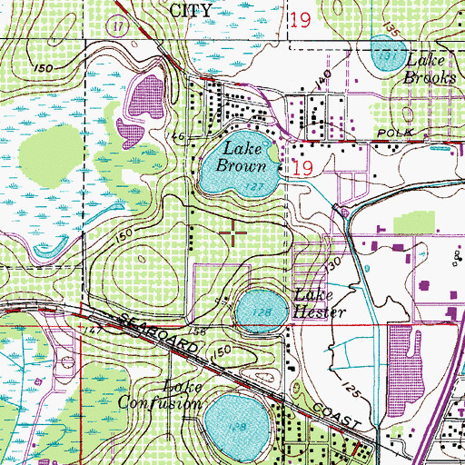 Topographic Map of Central Park of Haines City Mobile Home Park, FL