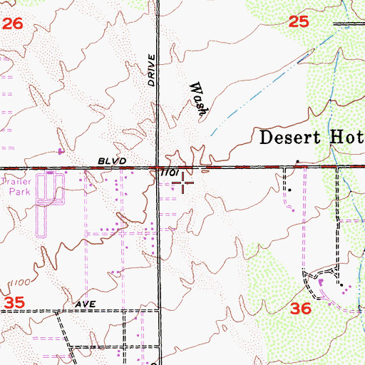 Topographic Map of Little Morongo Wash, CA