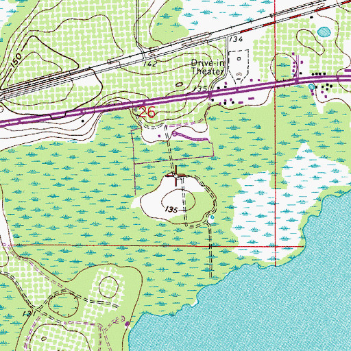 Topographic Map of Woodland Lakes Mobile Home Park, FL