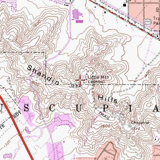 Topographic Map of Little Mountain Lookout, CA