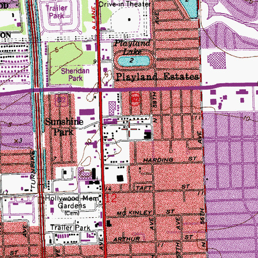 Topographic Map of Lakes Park Mobile Home Park, FL