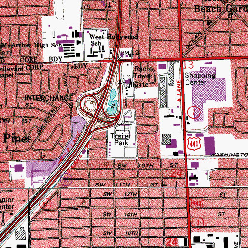 Topographic Map of New England Mobile Estates, FL