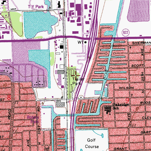 Topographic Map of Okomo Mobile Home Park, FL