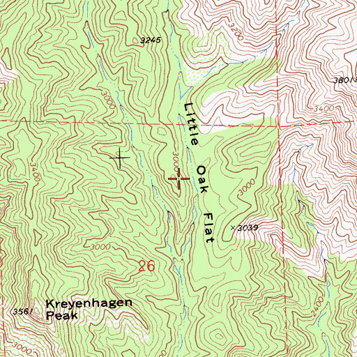 Topographic Map of Little Oak Flat, CA