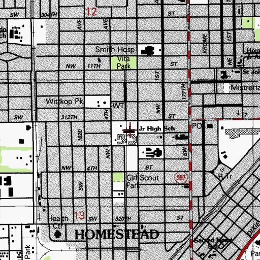 Topographic Map of Florida City Community Center, FL