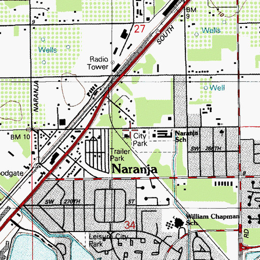 Topographic Map of Naranja Recreation Center, FL