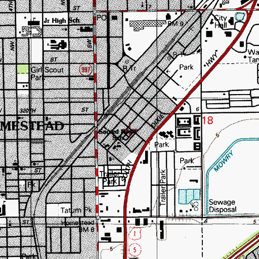 Topographic Map of Homestead Trailer Park, FL