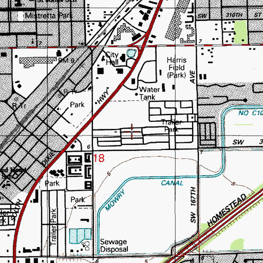 Topographic Map of Boardwalk Mobile Home Park, FL