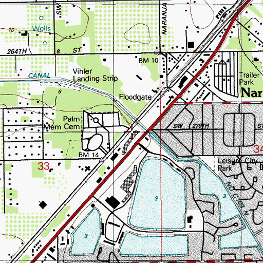 Topographic Map of Naranja Shopping Center, FL