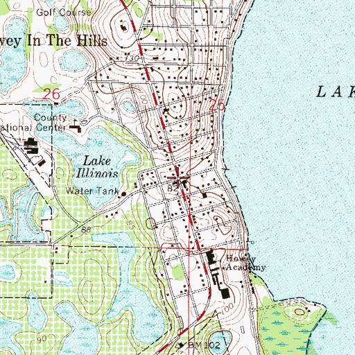 Topographic Map of Howey - in - the - Hills City Library, FL