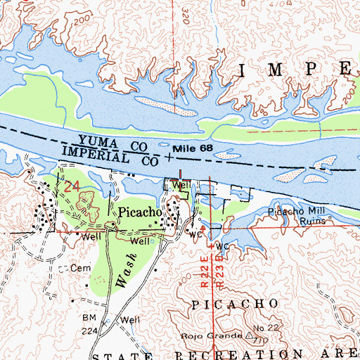 Topographic Map of Little Picacho Wash, CA