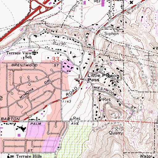 Topographic Map of Little Pigeon Pass, CA