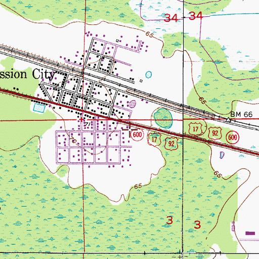 Topographic Map of Johnson Rainbow Trailer Park, FL