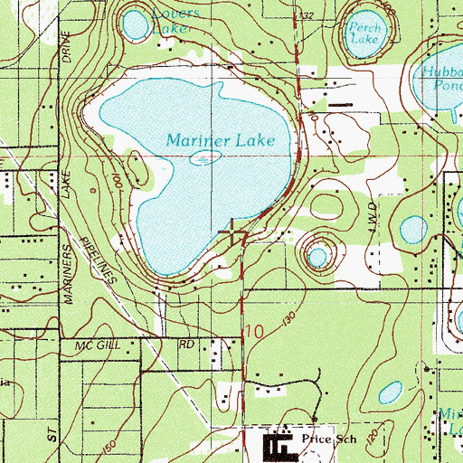 Topographic Map of Putnam County Library System Interlachen Branch Public Library, FL