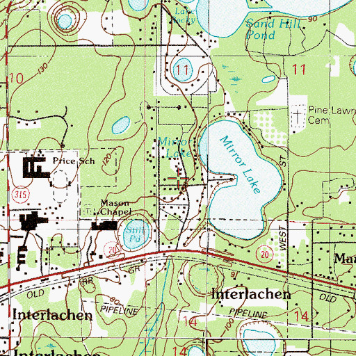 Topographic Map of Mirror Lake Mobile Home Park, FL