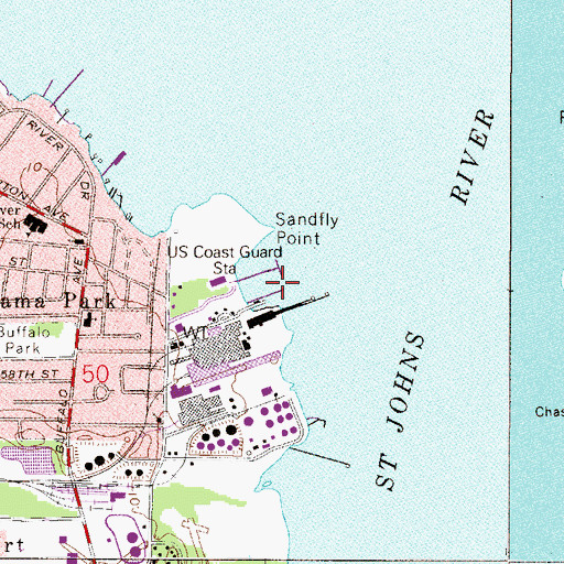 Topographic Map of City of Jacksonville Fireboat Pier, FL