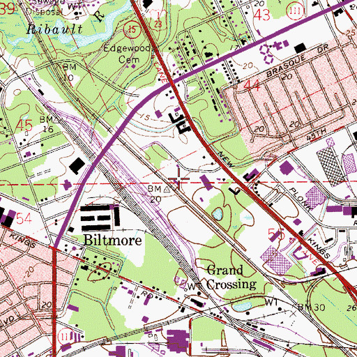 Topographic Map of Jacksonville Amtrak Station, FL