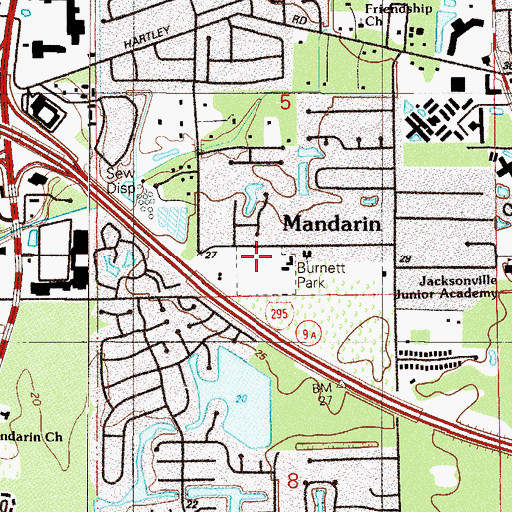 Topographic Map of Burnett Community Center, FL
