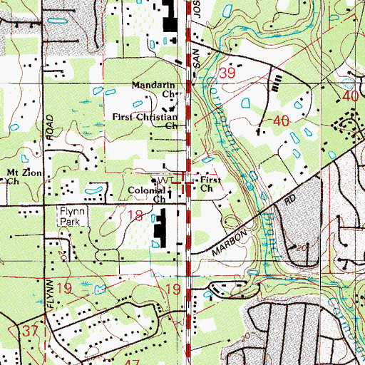 Topographic Map of H B Stowe Community Center, FL