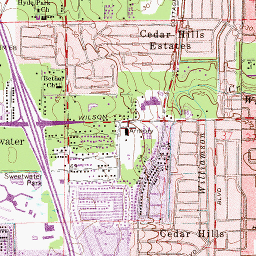 Topographic Map of Mary Lena Gibbs Community Center, FL