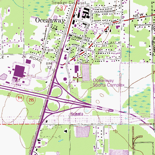 Topographic Map of Oceanway Community Center, FL