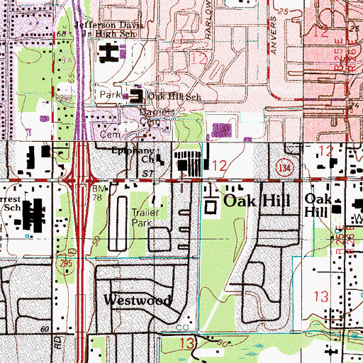 Topographic Map of City of Jacksonville Library System Webb Wesconnett Branch, FL