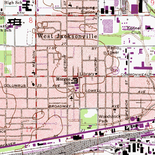 Topographic Map of City of Jacksonville Library System Westbrook Branch Library, FL